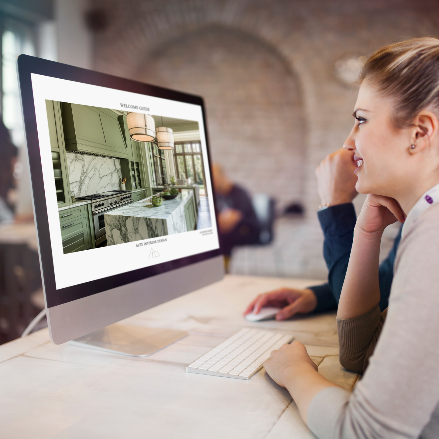Interior designers working with the New Client Welcome Guide template for construction projects, from the LSI Workshop Alex Collection.